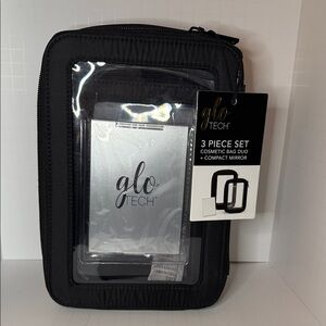 GLO Tech Black Cosmetic Bag Set with Mirror